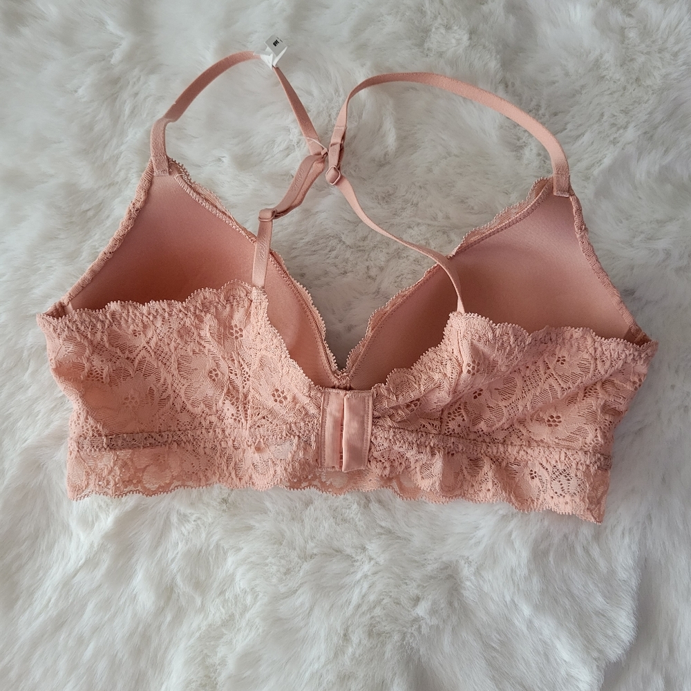 🌺AERIE REAL HAPPY WIRELESS LIGHTLY LINED LACE BRA SIZE 36B - Picture 10 of 10